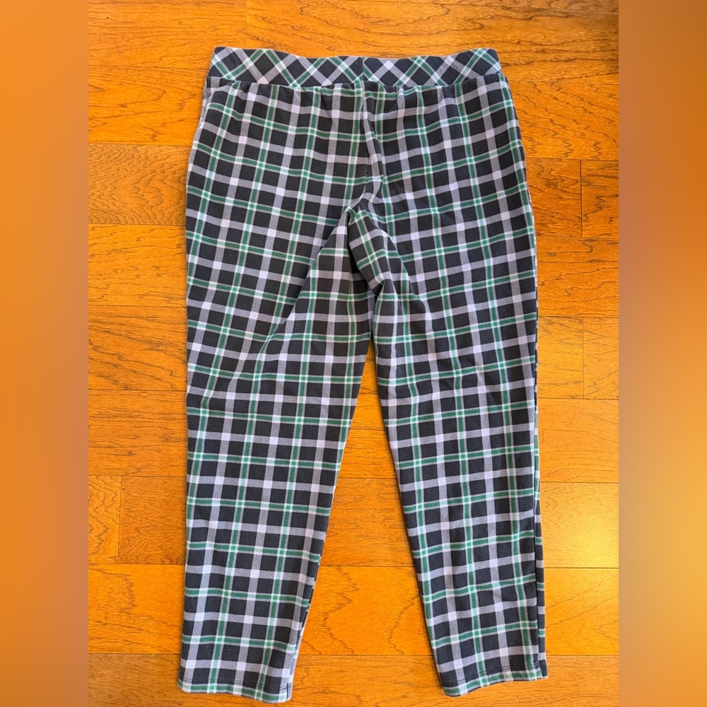 Denim & co blue checked size large ankle length knit pants